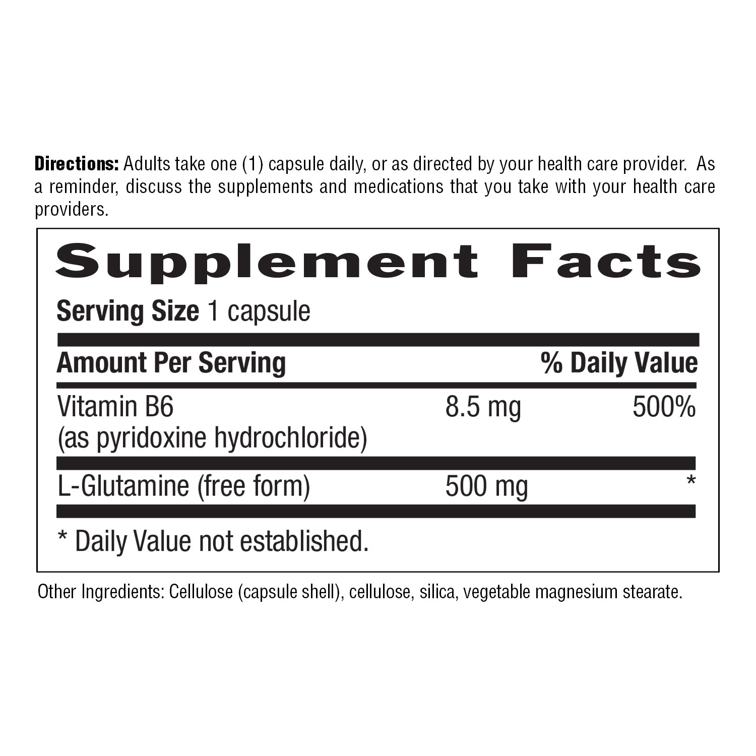 Supplements Facts for L-Glutamine 500 MG media carousel view 6