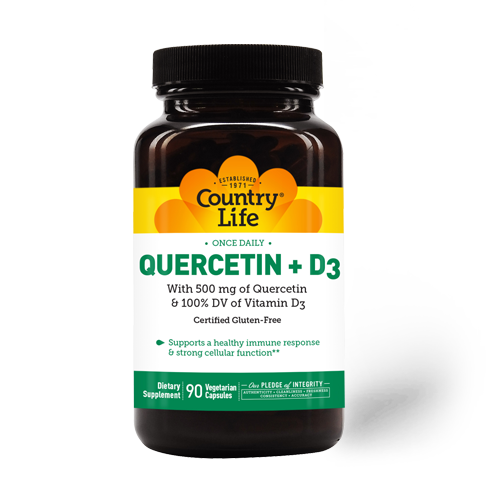 Quercetin + D3 bottle 90 Vegetarian capsules featured media carousel view