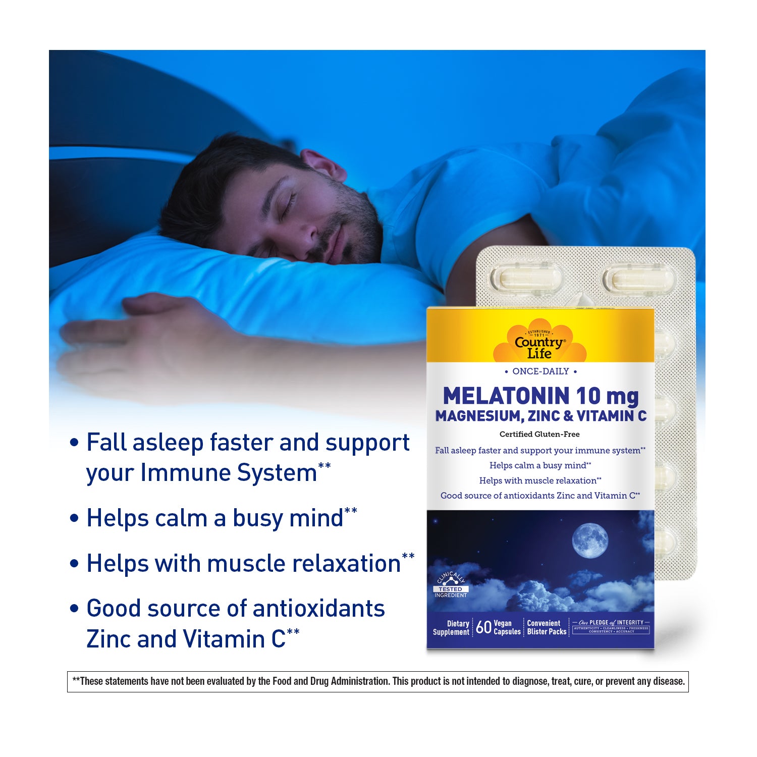 Melatonin 10mg - with Magnesium, Zinc and Vitamin C media carousel view 3