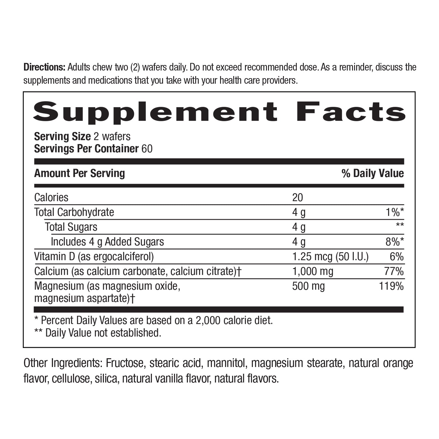 Supplement Facts for Chewable Cal-Snack Calcium Magnesium 1000 MG 120 Count media carousel view 8