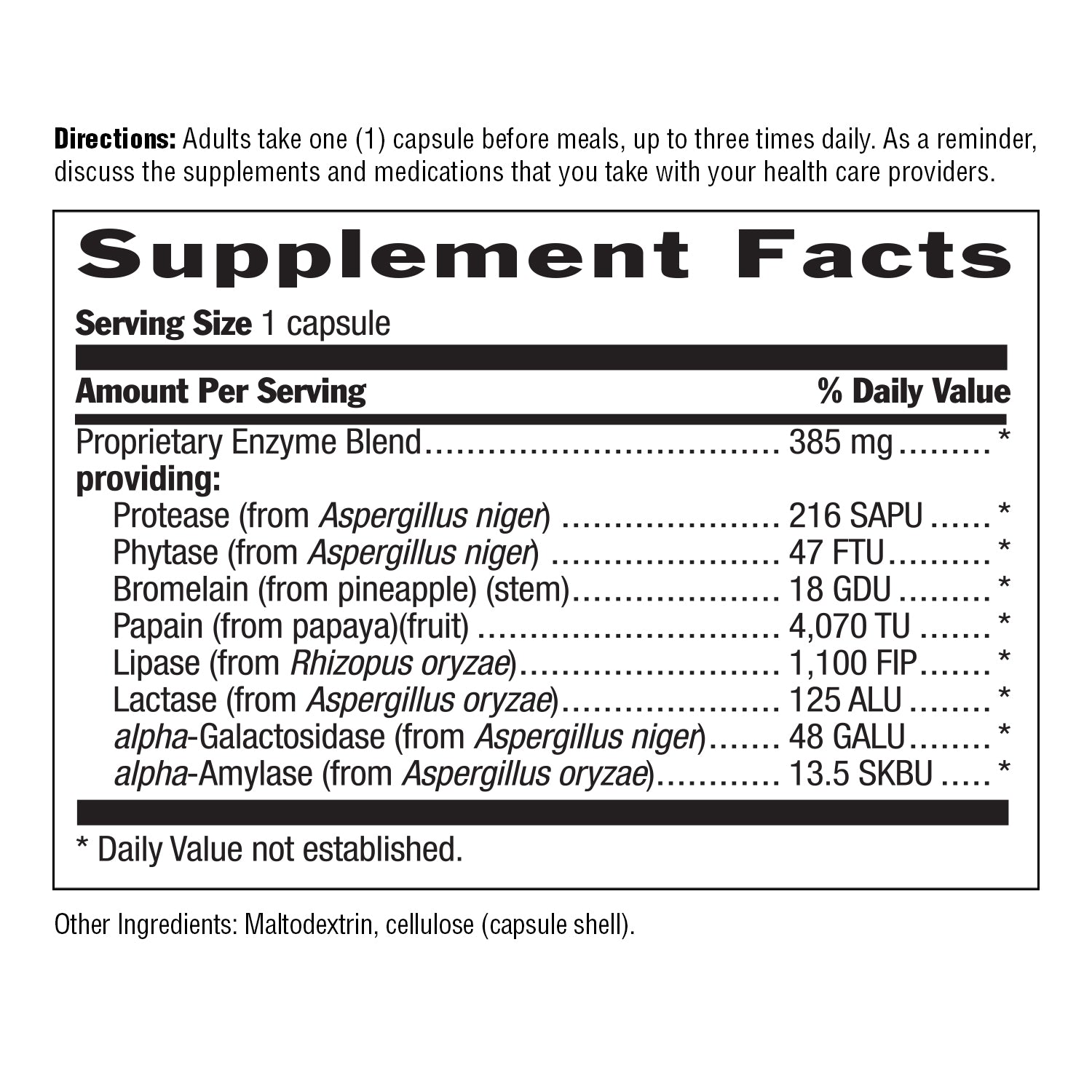 Supplement facts label with detailed ingredient list and directions on a white background media carousel view 6