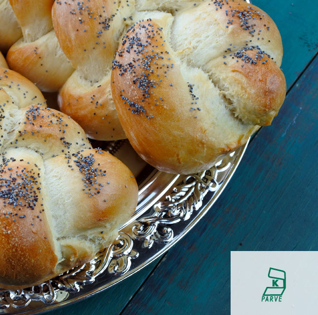 a plate of kosher rolls
