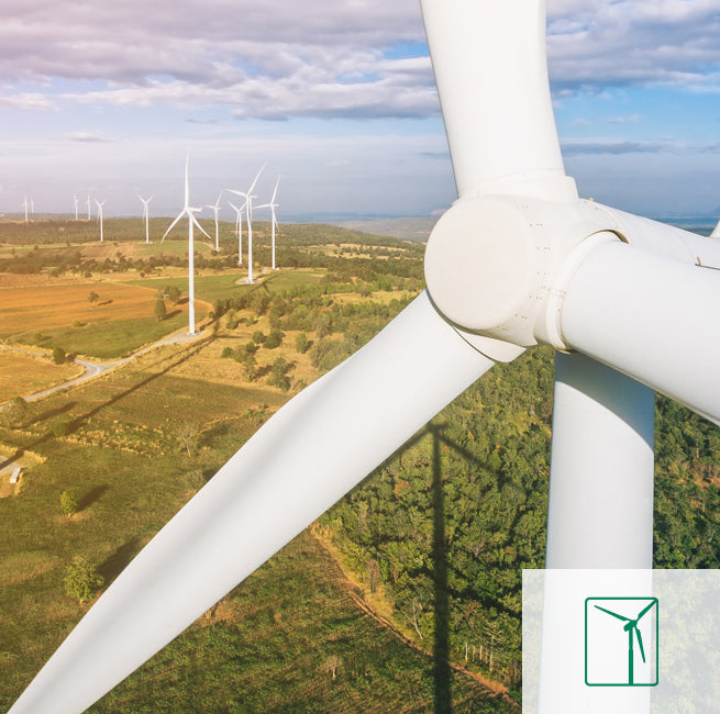 closeup view of a wind turbine