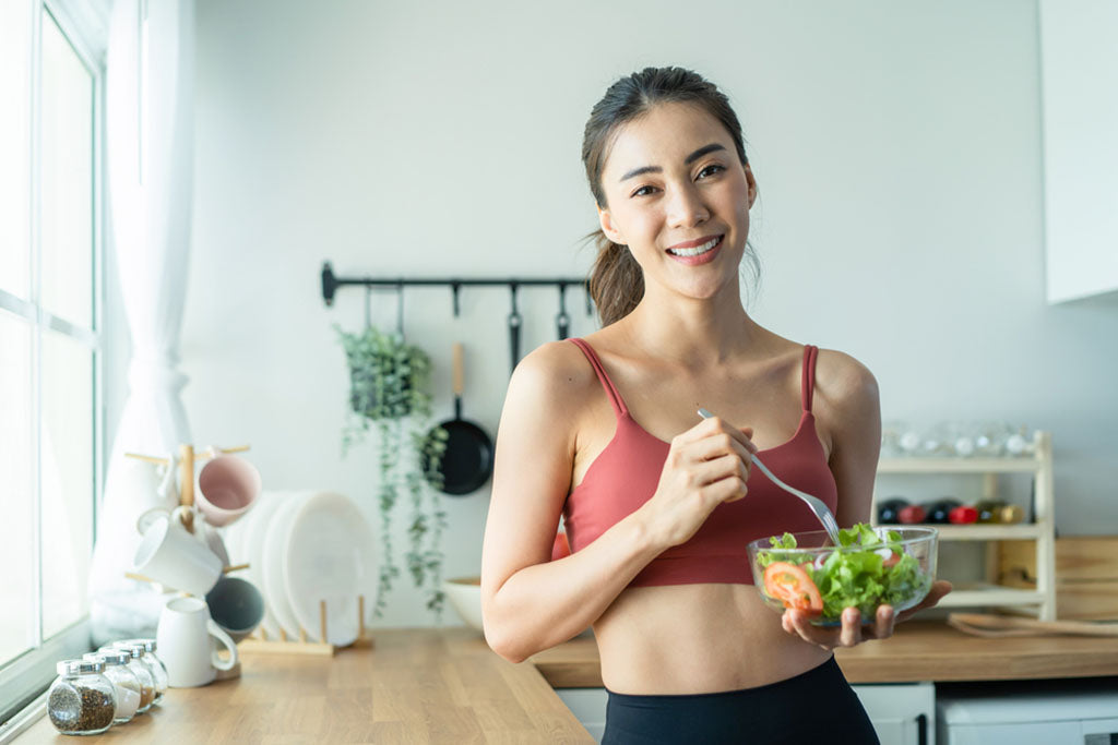 exercise and healthy eating concept