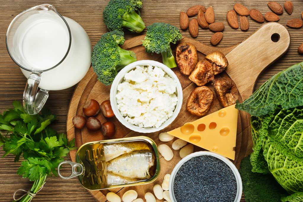 foods rich in calcium on table