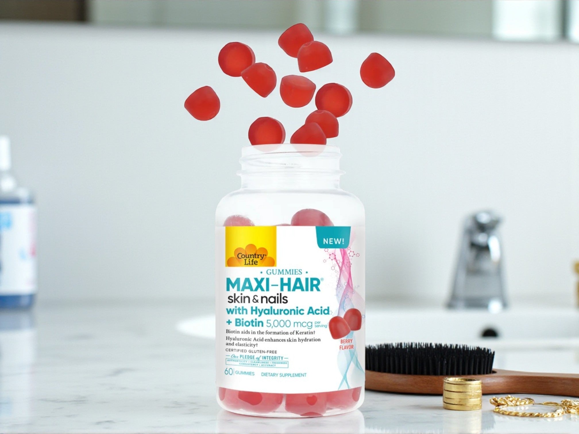 Try Our New Hydrating MAXI-HAIR® Skin & Nails with Hyaluronic Acid + Biotin Gummy!