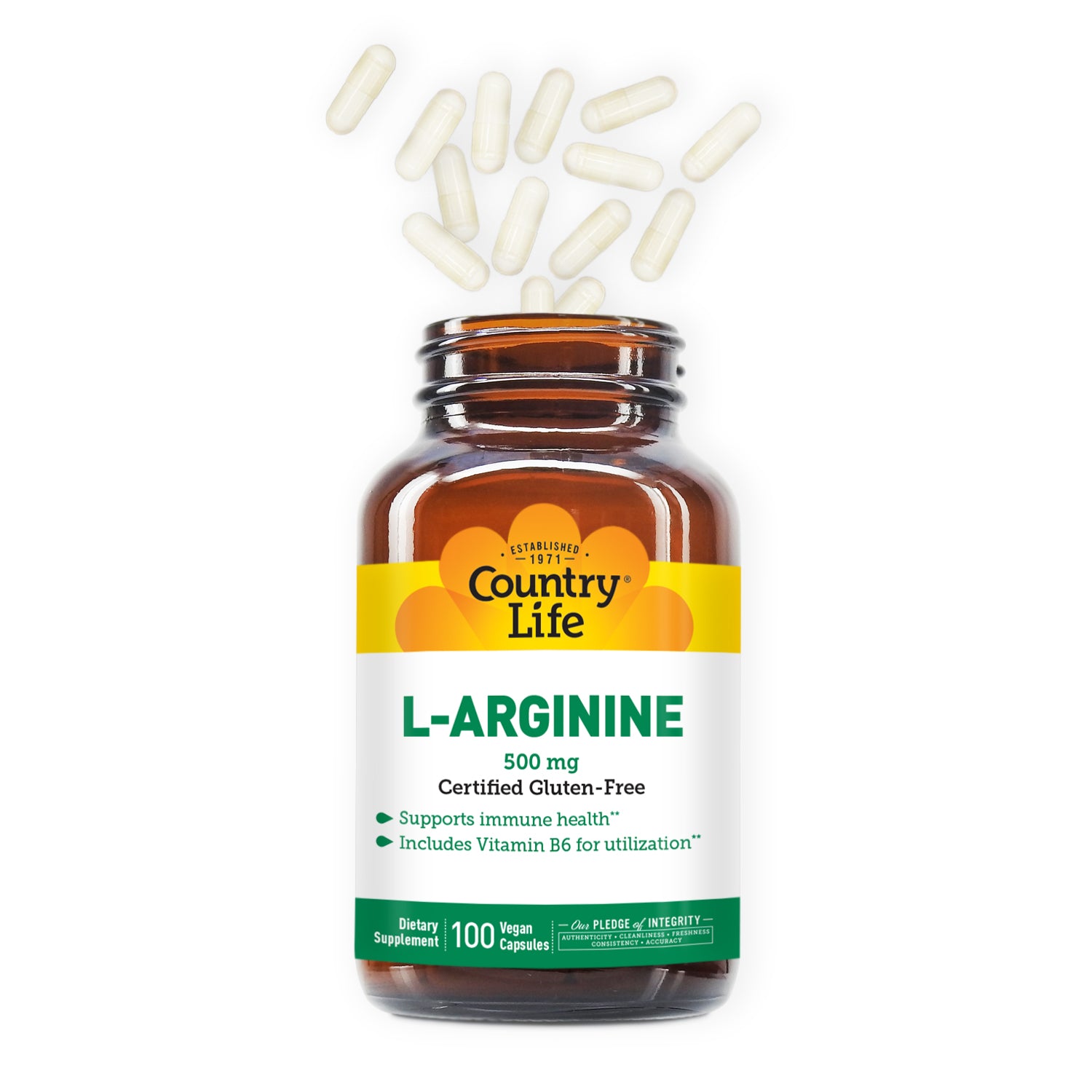 L-Arginine 500 MG 100 Vegan Capsules bottle 