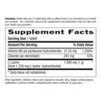 Supplement Facts for L-Lysine 1,000 MG 