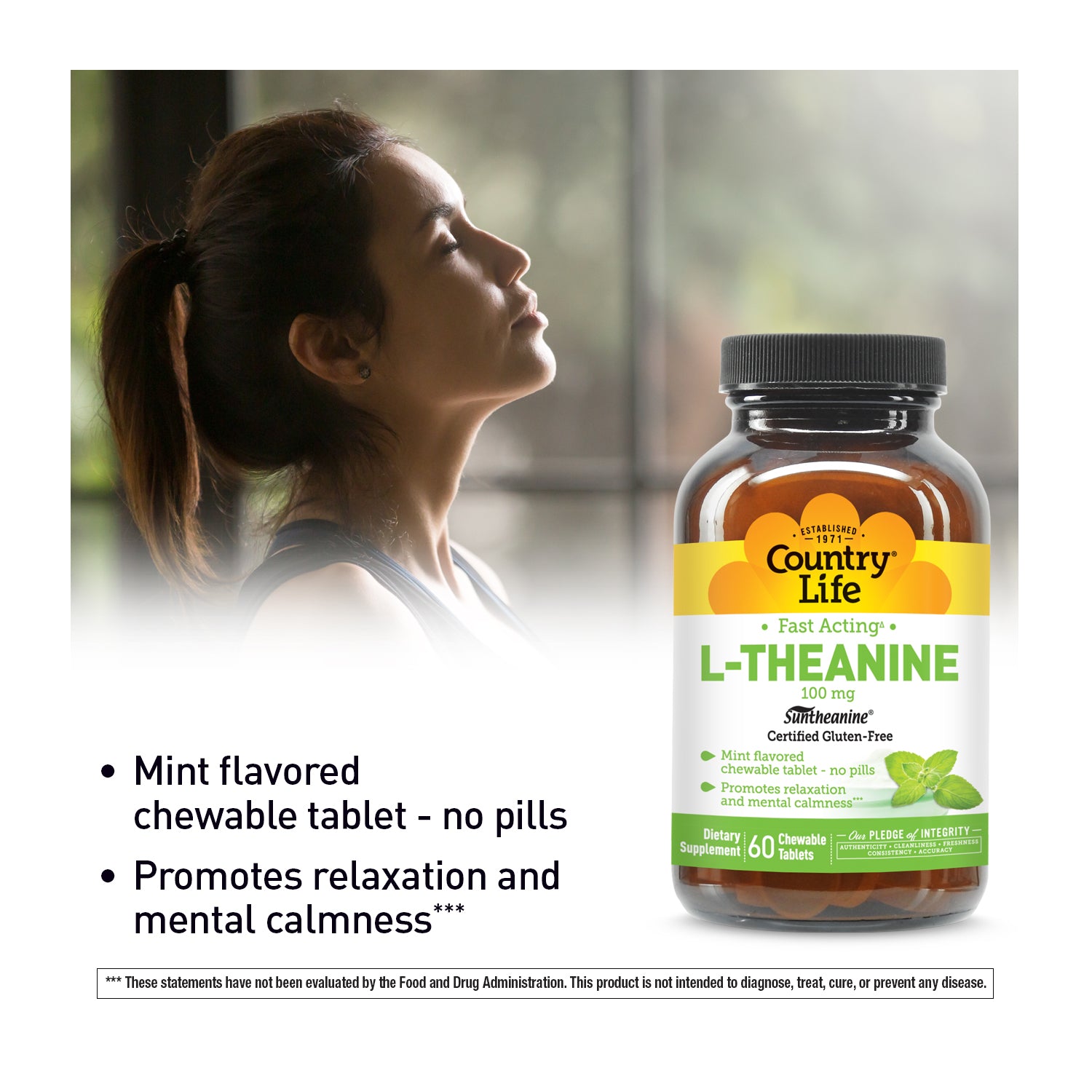 Fast Acting L-Theanine 100 MG 60 Chewable Tablet