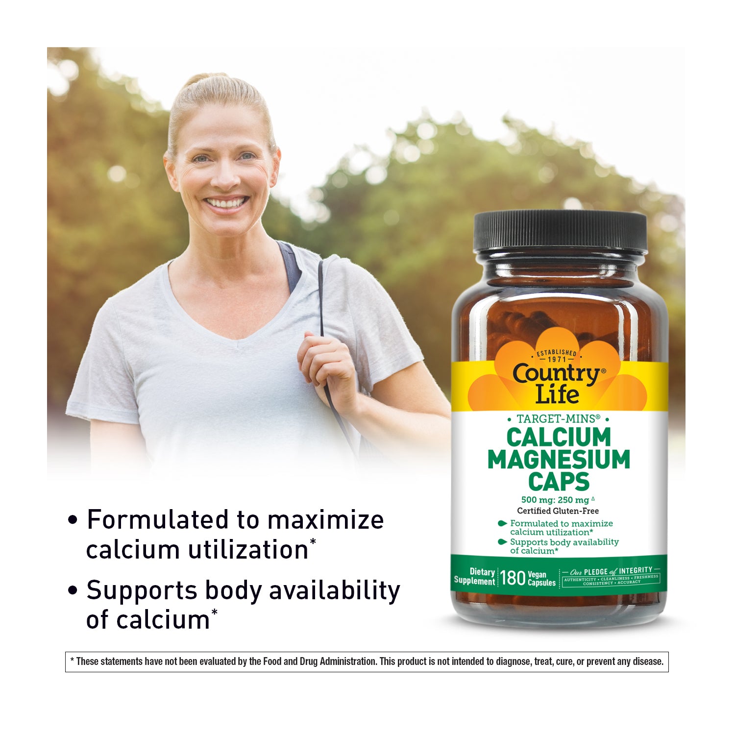 Target Mins Calcium Magnesium Caps 180 Count with woman in back