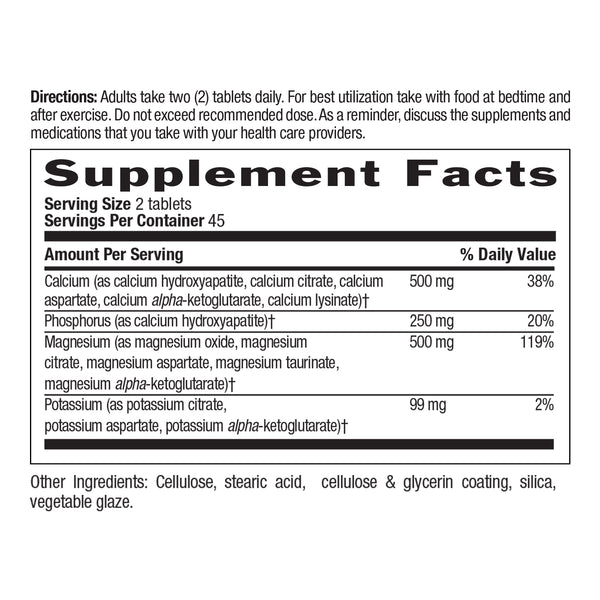 Supplement facts for Target-Mins Calcium Magnesium Potassium