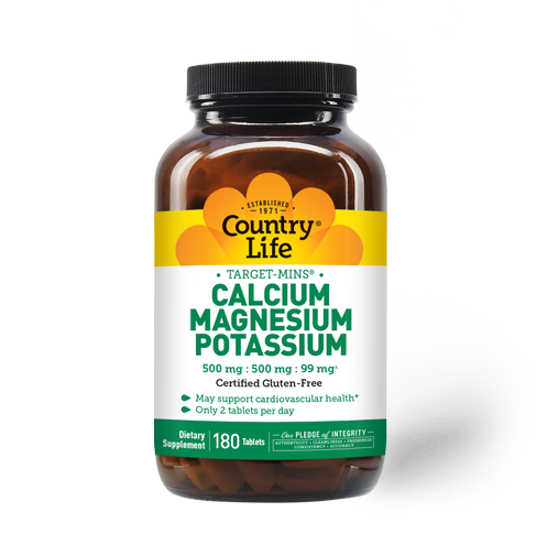 Supplement facts for Target-Mins Calcium Magnesium Potassium 180 Count