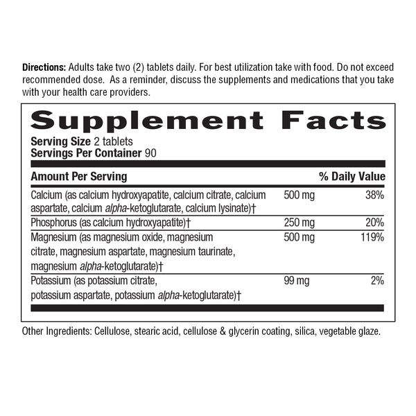 Supplement facts for Target-Mins Calcium Magnesium Potassium