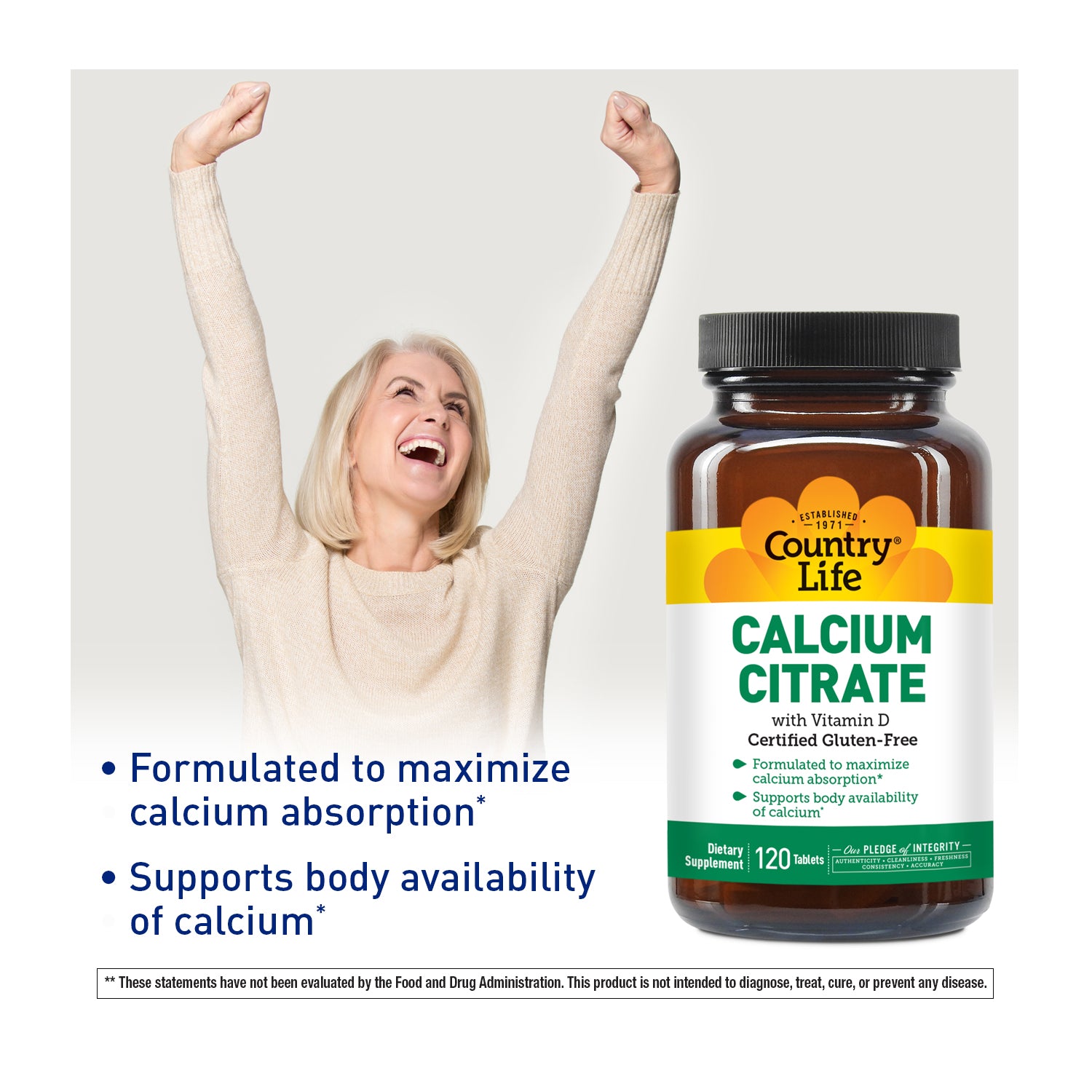 Formulated to maximize calcium absorption, supports body availability of calcium 