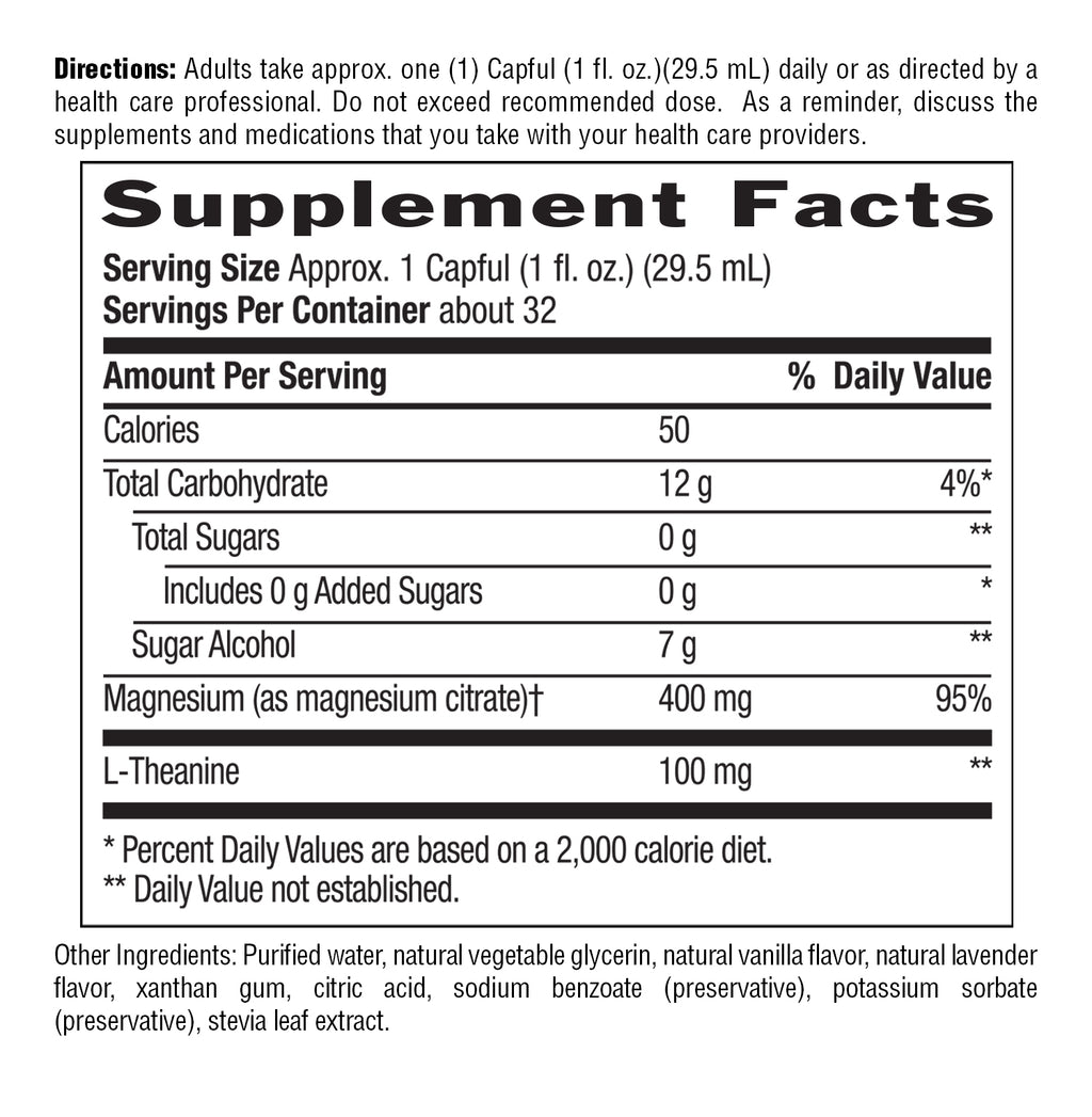 Magnesium Citrate + L-Theanine Lavender Vanilla Liquid