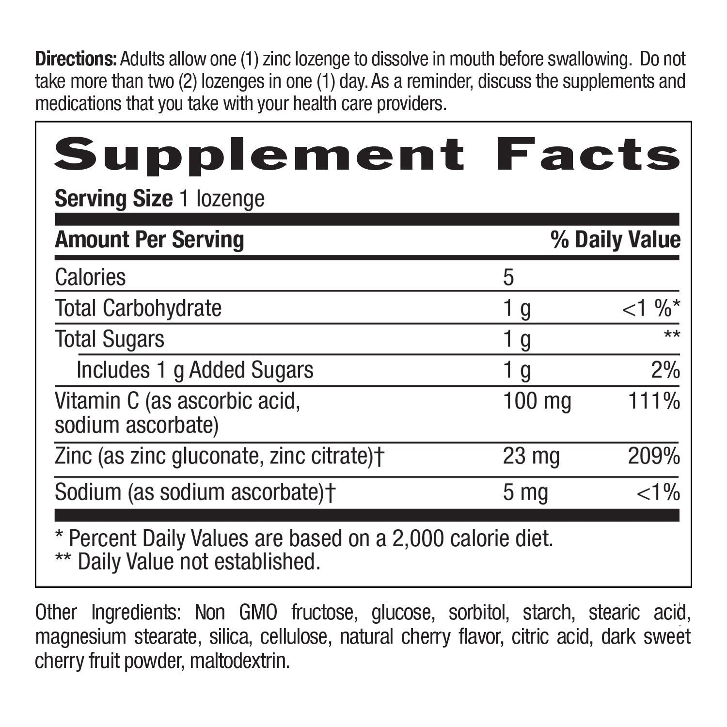 Zinc Lozenges Cherry Flavor