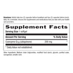 Supplement Facts for Vegan COQ10 200 MG 60 Vegan Softgels 