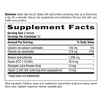 Supplement facts label with detailed nutritional information on a white background