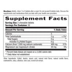 Supplement facts label for chewable tablets with detailed nutritional information.