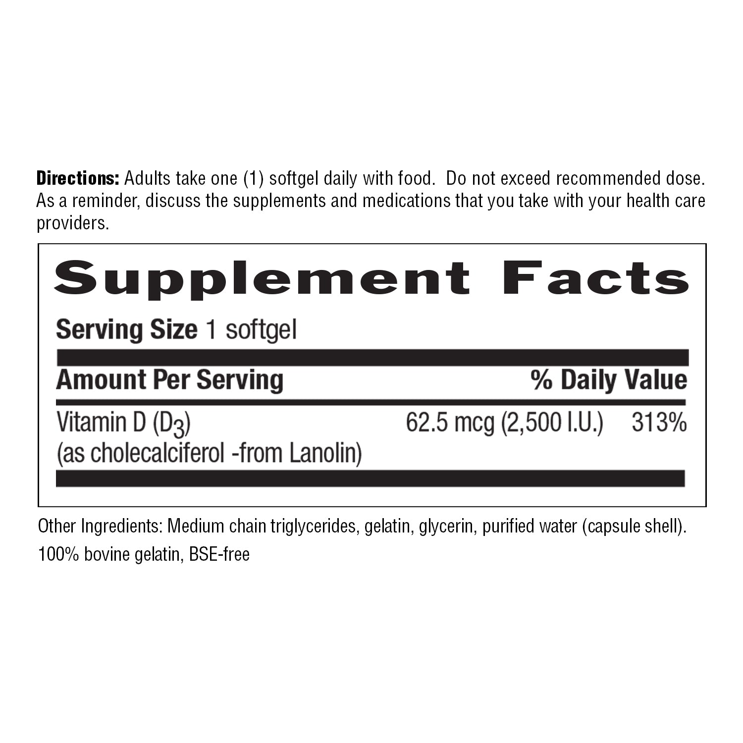 Vitamin D3 2,500 I.U.