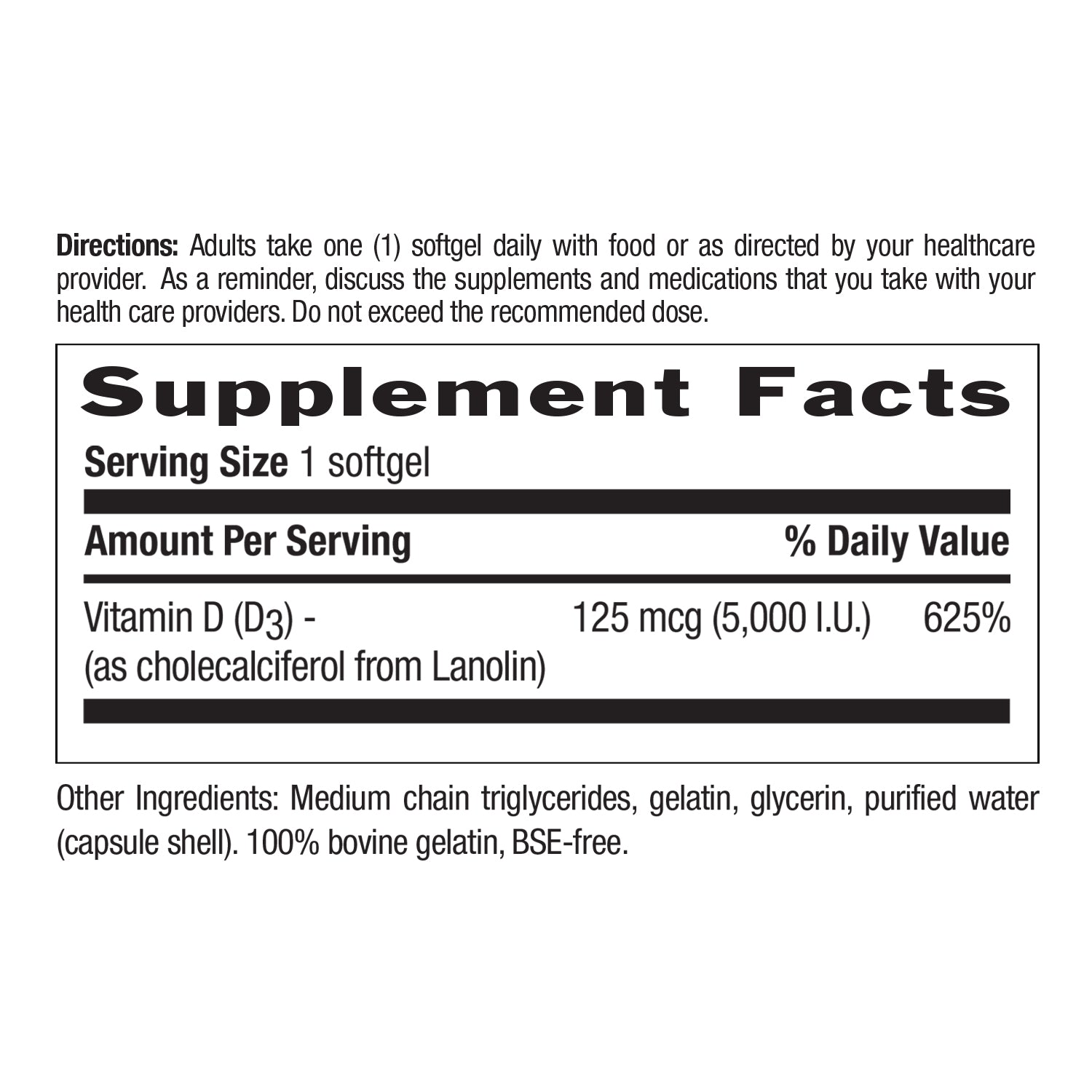 Vitamin D3 5,000 I.U.