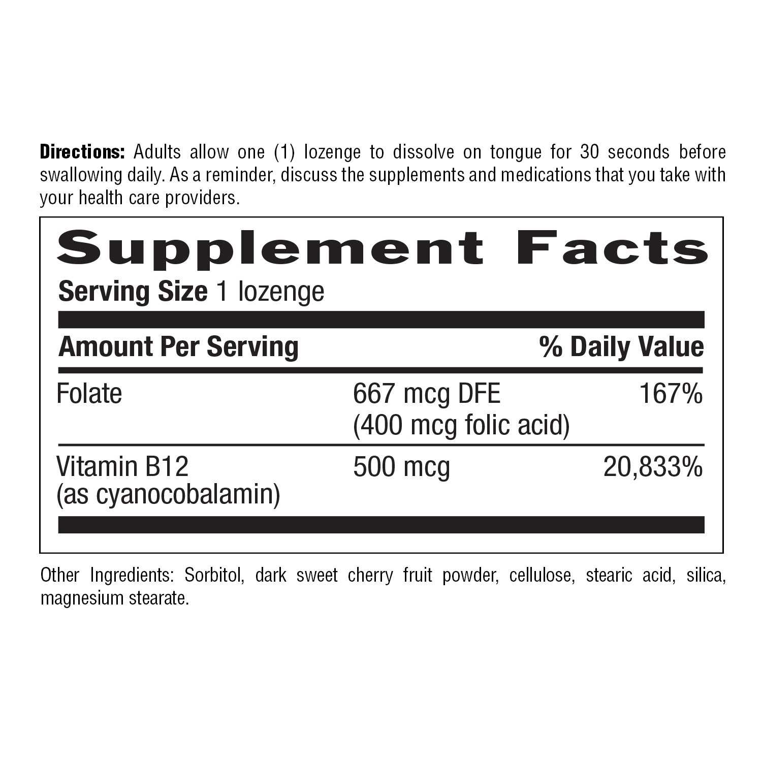 Vitamin B12 500 mcg, Cherry Lozenges