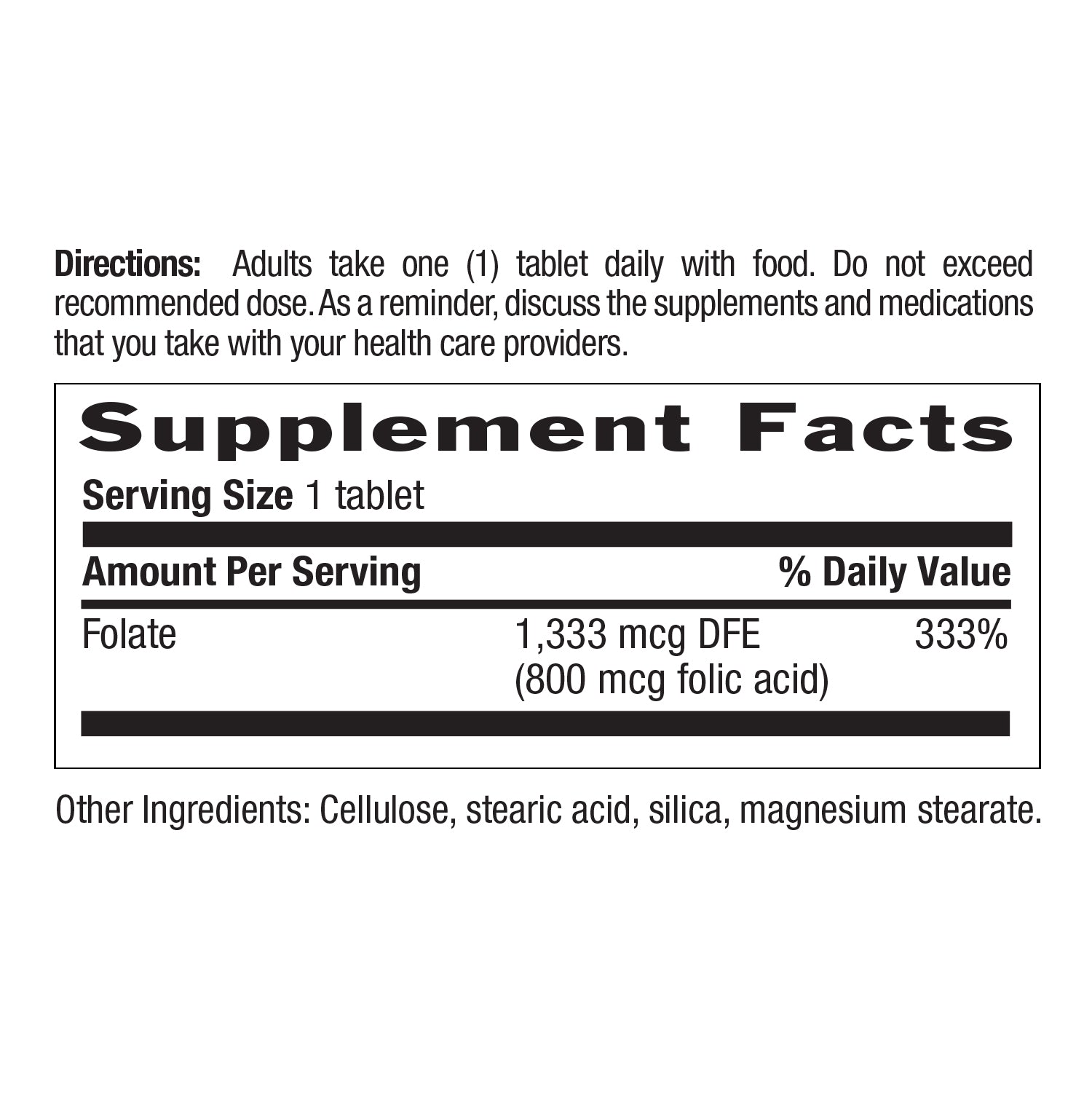 Folate 800 mcg Folic Acid
