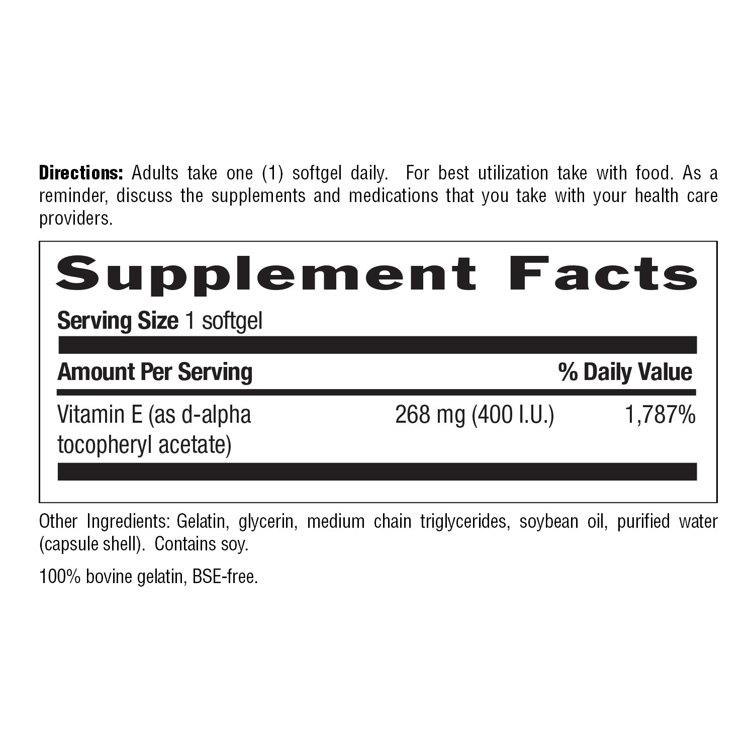 Natural Vitamin E - 400 I.U.