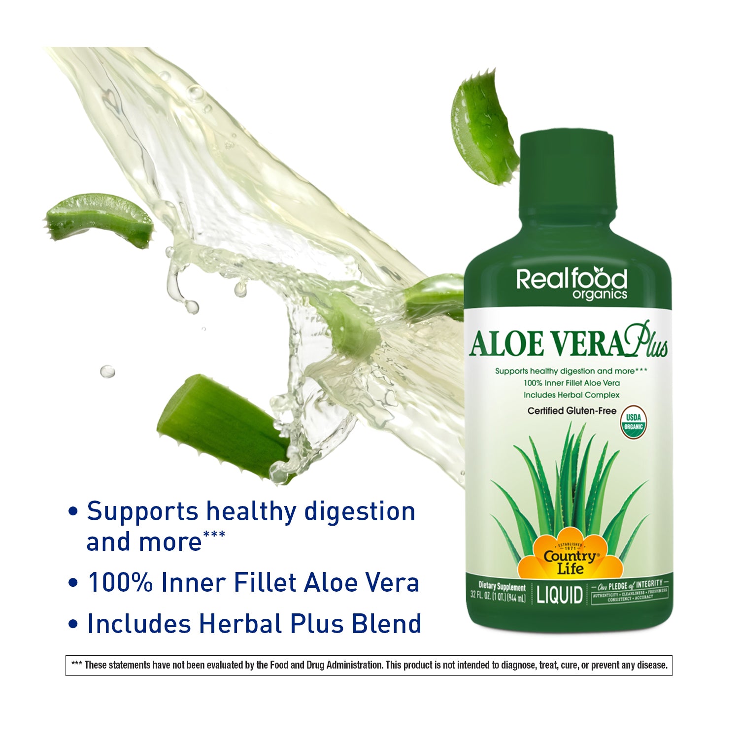 Realfood Organics Aloe Vera Plus Country Life Vitamins